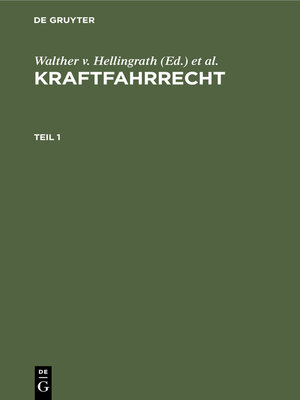 cover image of Kraftfahrrecht. Teil 1